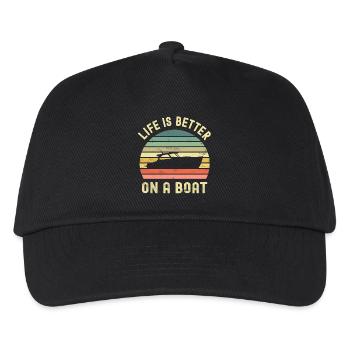 Boot Bootsbesitzer Bootsfahrer - Kinder Basecap - Schwarz - Vorne