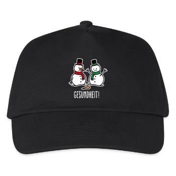 Gesundheit! lustige Schneemann Cartoon Weihnachten - Kinder Basecap - Schwarz - Vorne