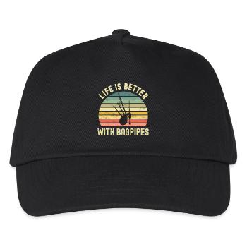 Dudelsack - Kinder Basecap - Schwarz - Vorne