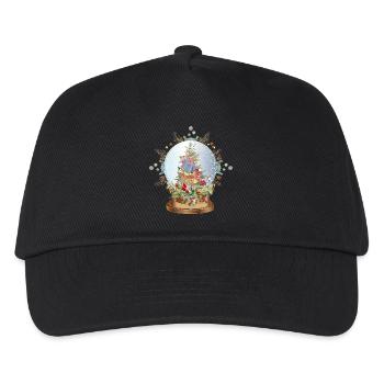 schöne nostalgische Schneekugel mit Weihnachtsbaum - Kinder Basecap - Schwarz - Vorne