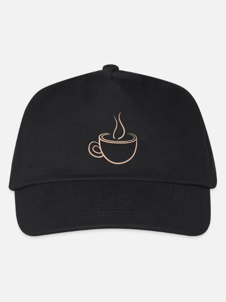 Dampfende Kaffeetasse Minimal Design - Kinder Basecap - Schwarz