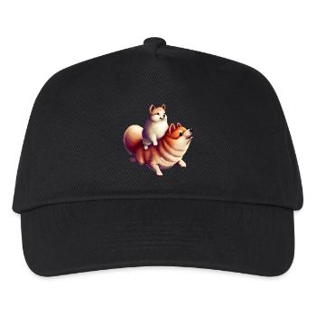 Shiba Inu Hund auf Rücken - Kinder Basecap - Schwarz - Vorne