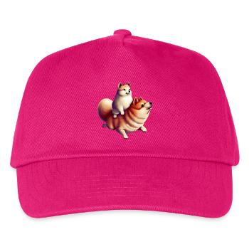 Shiba Inu Hund auf Rücken - Kinder Basecap - Fuchsia - Vorne