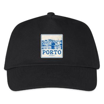 Porto Blau Vintage Skyline - Kinder Basecap - Schwarz - Vorne