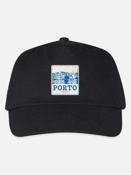 Porto Blau Vintage Skyline - Kinder Basecap - Schwarz