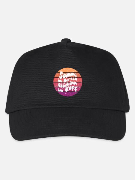 Sonne im Herzen Retro Kreis - Kinder Basecap - Schwarz