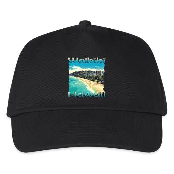 Hawaii Waikiki Beach O'ahu Honolulu Design - Kinder Basecap - Schwarz - Vorne