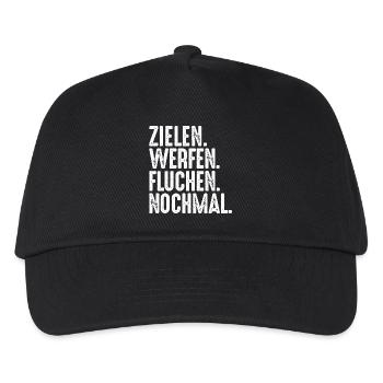 Zielen Werfen Fluchen Nochmal Spruch Bouler - Kinder Basecap - Schwarz - Vorne