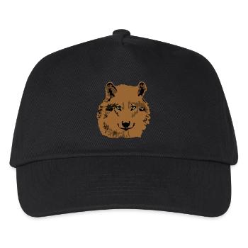 Wolf braun grüne Augen - Kinder Basecap - Schwarz - Vorne