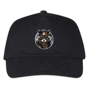 Steampunk Waschbär - Kinder Basecap - Schwarz - Vorne