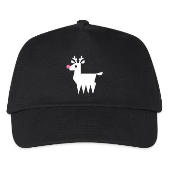 Rentier Rudolf L weiß mit neonpinker Nase - Kinder Basecap - Schwarz - Vorne