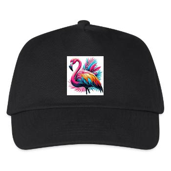 Rosa Flamingo - Kinder Basecap - Schwarz - Vorne
