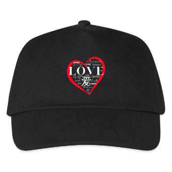 Global Love: Mehrsprachiges Herzdesign - Kinder Basecap - Schwarz - Vorne