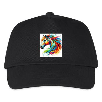 Pferd - Kinder Basecap - Schwarz - Vorne