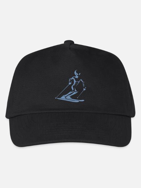 Alien Skifahrer Silhouette für minimalistischen - Kinder Basecap - Schwarz