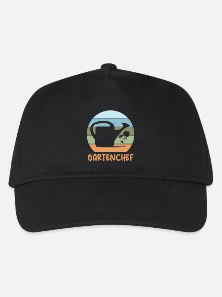 Gartenchef Gärtner retro Gießkanne Blumen Pflanze - Kinder Basecap - Schwarz