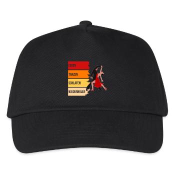 Essen, Tanzen, Schlafen, Wiederholen - Kinder Basecap - Schwarz - Vorne