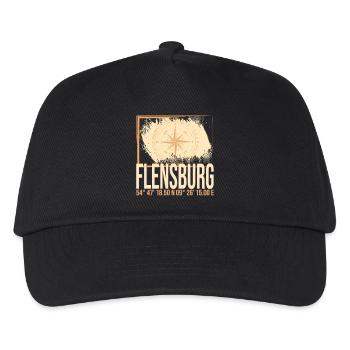 Flensburg Koordinaten - Kinder Basecap - Schwarz - Vorne