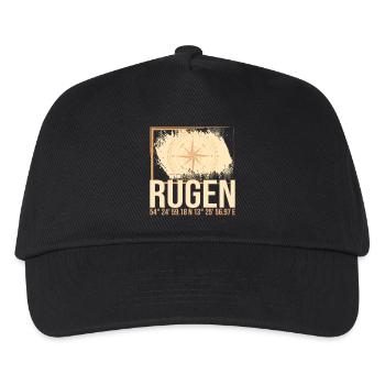 Rügen Koordinaten - Kinder Basecap - Schwarz - Vorne