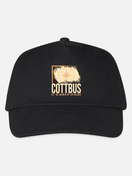 Cottbus Koordinaten - Kinder Basecap - Schwarz