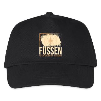 Füssen Koordinaten - Kinder Basecap - Schwarz - Vorne