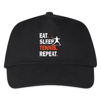 Tennis Shirt Eat Sleep Tennis Repeat Design - Kinder Basecap - Schwarz - Vorne