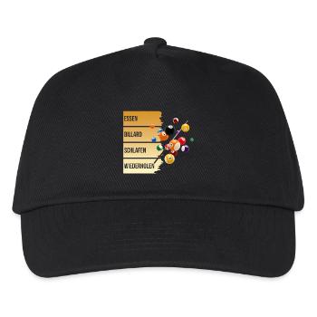 Essen - Billard - Schlafen - Wiederholen - Kinder Basecap - Schwarz - Vorne