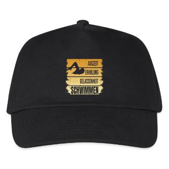 Auszeit - Erholung - Gelassenheit - Schwimmen - Kinder Basecap - Schwarz - Vorne