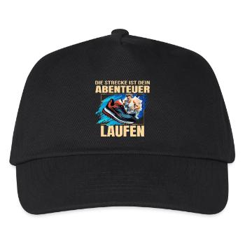 Laufen: Die Strecke ist dein Abenteuer - Kinder Basecap - Schwarz - Vorne