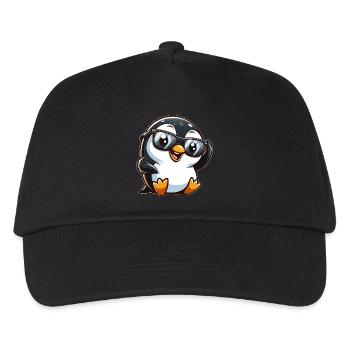 Cooler Pinguin Sonnenbrille Cartoon Spaßig - Kinder Basecap - Schwarz - Vorne