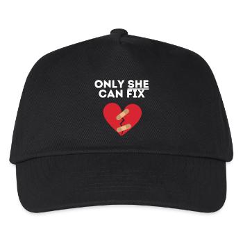 Only She Can Fix Heart sad love liebe - Kinder Basecap - Schwarz - Vorne