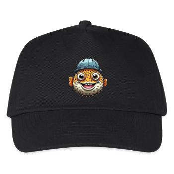 Cool puffer fish with baseball cap - Kids’ Baseball Cap - black - Front