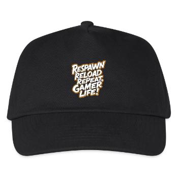 RESPAWNEN, NACHLADEN, WIEDERHOLEN. GAMER LEBEN - Kinder Basecap - Schwarz - Vorne