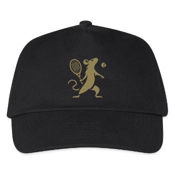 Minimalistische Maus Ratte Tennisspieler - Kinder Basecap - Schwarz - Vorne