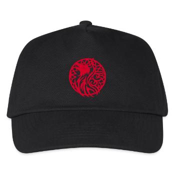 Roter Wolf und Glücksbringer - Kinder Basecap - Schwarz - Vorne