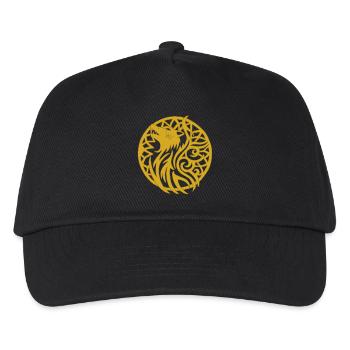 Goldener Wolf und Glücksbringer - Kinder Basecap - Schwarz - Vorne