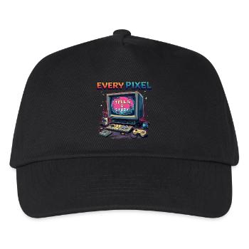 Every Pixel Tells a Story - Retro Gaming - Kinder Basecap - Schwarz - Vorne