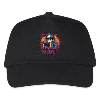 Don't Glitch my Vibe Retro-Gaming-Junge mit Kappe - Kinder Basecap - Schwarz - Vorne