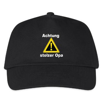 Achtung Stolzer Opa Warnzeichen - Kinder Basecap - Schwarz - Vorne