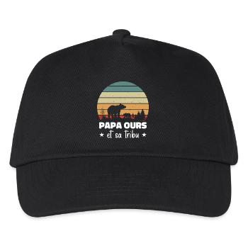 Papa Bear and His Tribe, Humor Gift - Kids’ Baseball Cap - black - Front