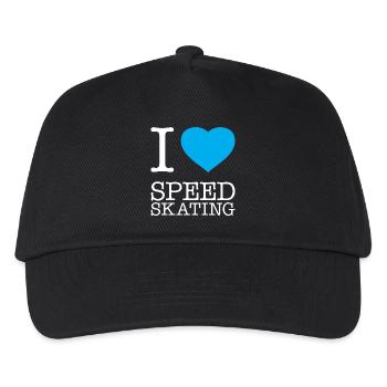I LOVE SPEED SKATING Eisschnellauf - Kinder Basecap - Schwarz - Vorne