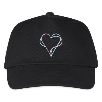 Herzen verschlungen blau rosa - Kinder Basecap - Schwarz - Vorne