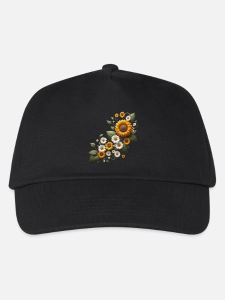 Sonnenblumenranke Margeriten Sonnenblume floral - Kinder Basecap - Schwarz