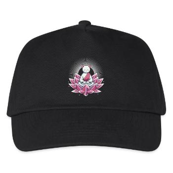 Peaceful meditating cat in lotus flower - Kids’ Baseball Cap - black - Front