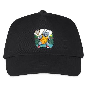 Nilpferde Tennis - Kinder Basecap - Schwarz - Vorne
