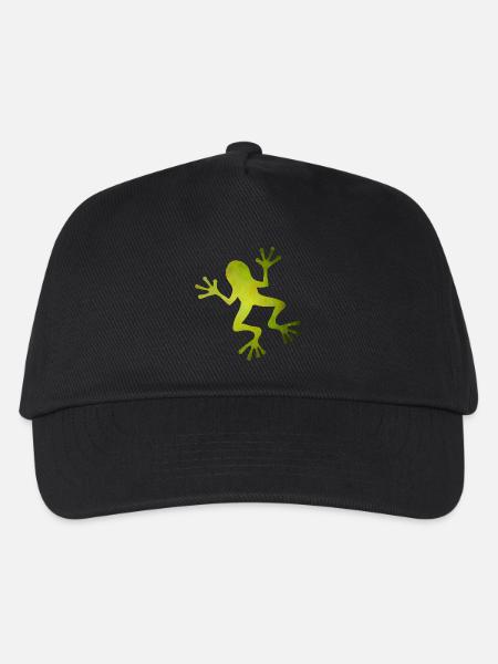 Grüne Frosch Silhouette in Tropen-Optik - Kinder Basecap - Schwarz