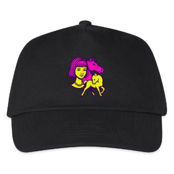 Pferdemädchen Pop-Art - Kinder Basecap - Schwarz - Vorne