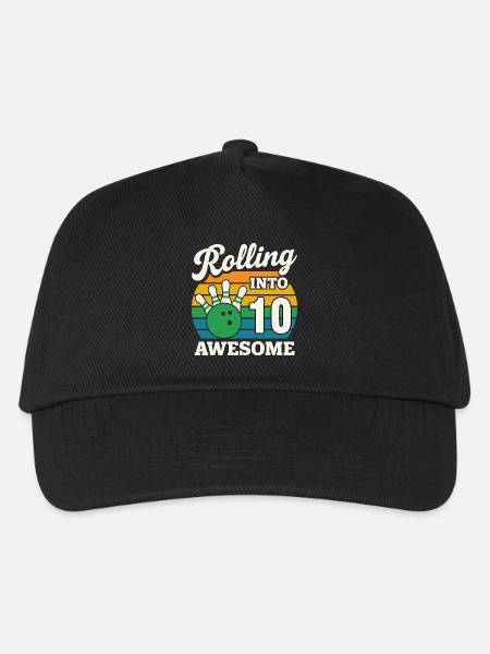 Rolling Into 10 Fun Bowling Design - Kinder Basecap - Schwarz