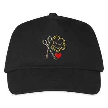Chef's hat with heart and wooden spoons - Kids’ Baseball Cap - black - Front