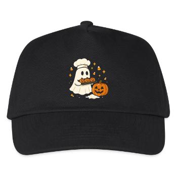 Halloween ghost with chef's hat and pumpkin - Kids’ Baseball Cap - black - Front